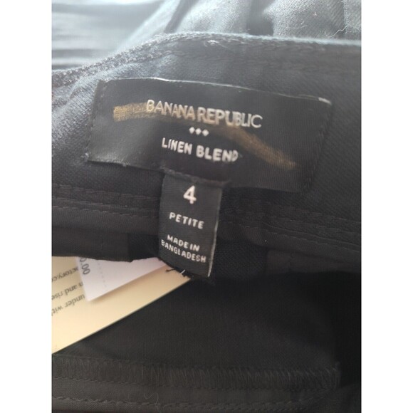 Banana Republic Linen Blend Wide Leg Pleated Black Trouser Pants 4 Petite NWT 4P - Picture 8 of 12